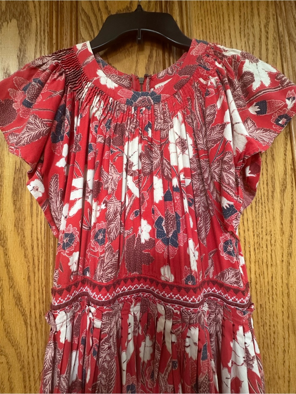 Ulla Johnson Lottie Floral Cotton Voile Midi Dress Red Size 4 - Picture 11 of 16